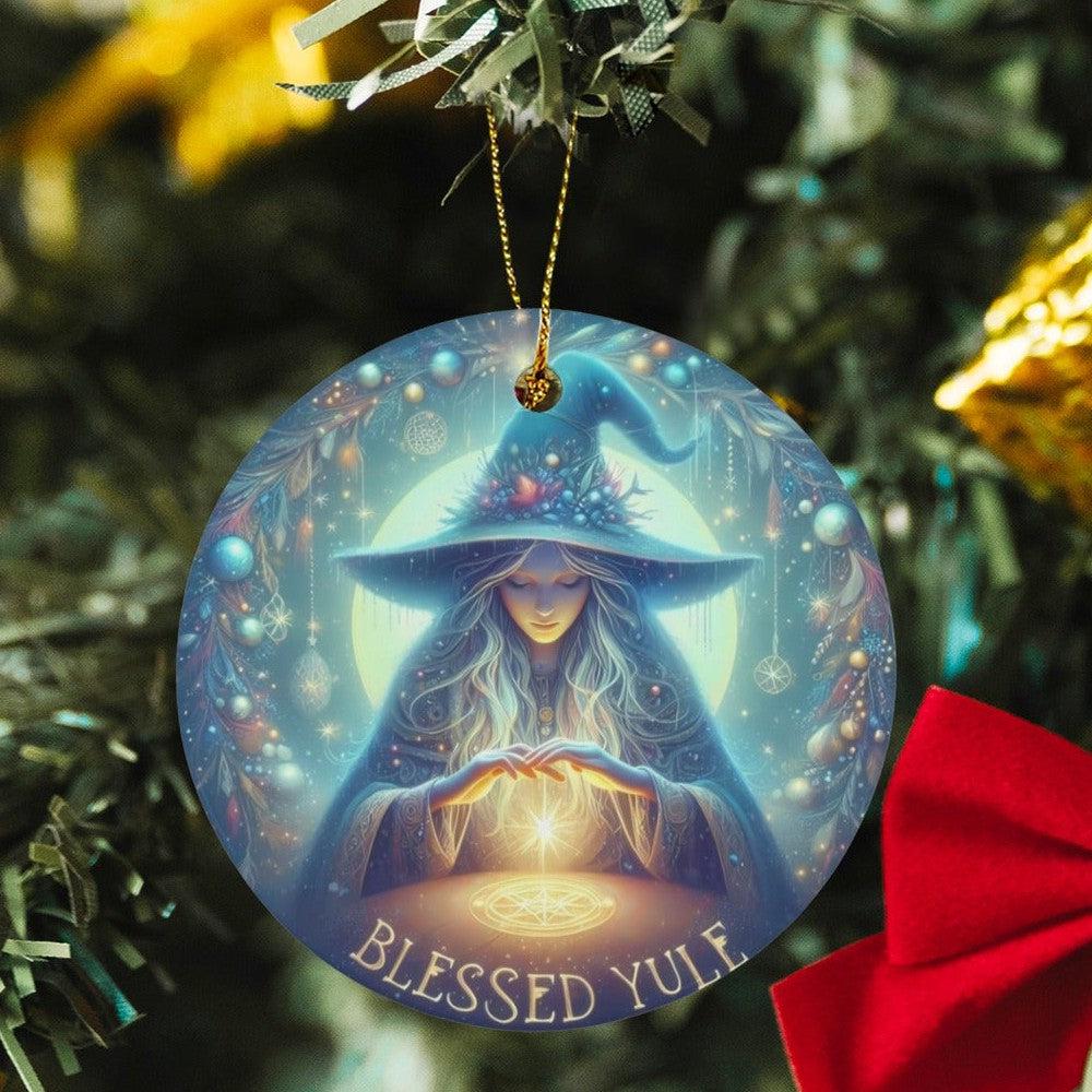 Mystic Witch Ceramic Christmas Ornament for Yule Tree Decorations-MoonChildWorld