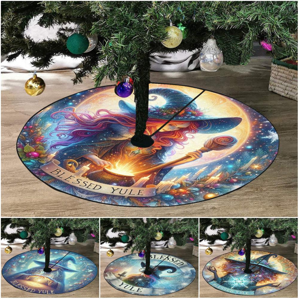 Mystic Witch Christmas Tree Skirt for Yule Decor-MoonChildWorld
