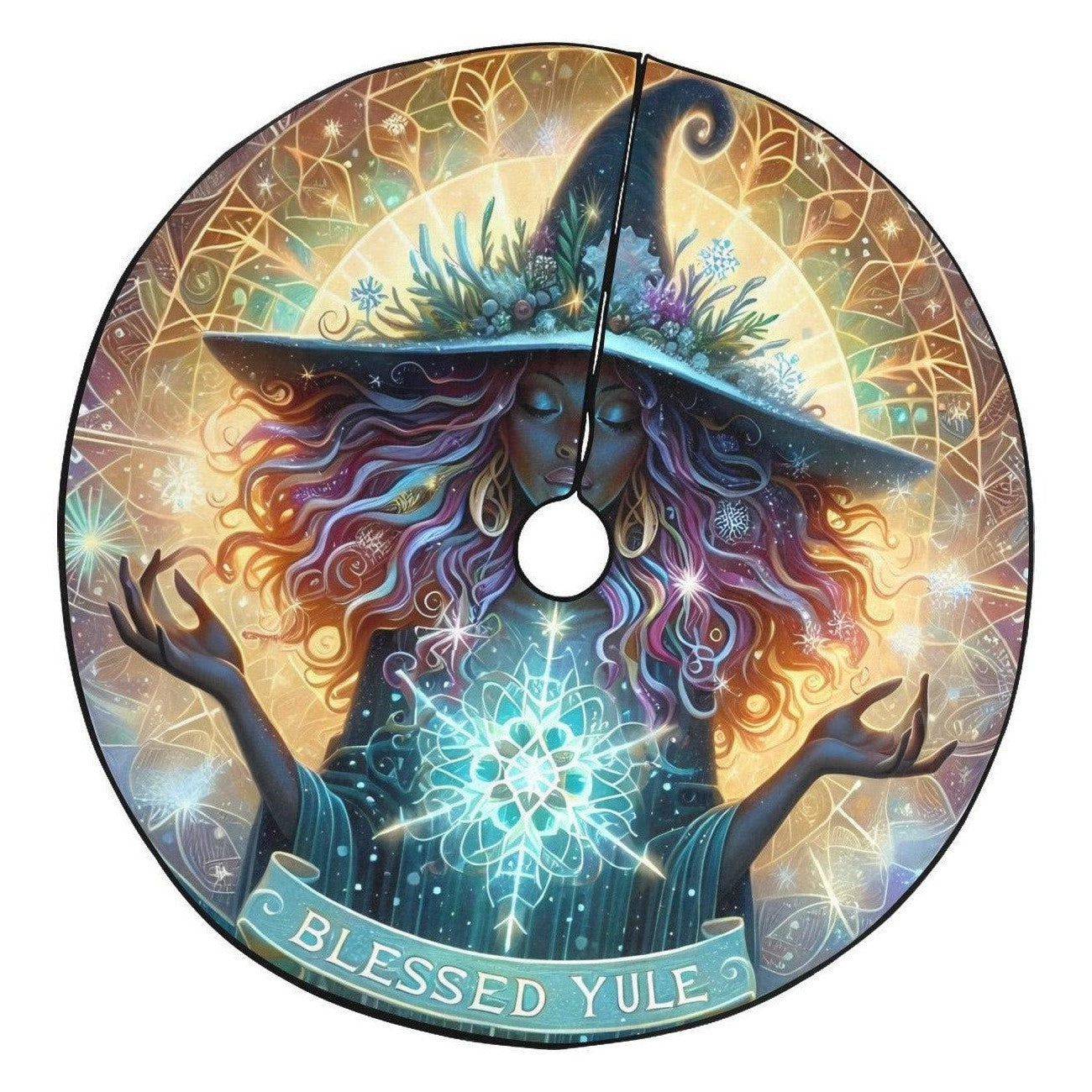 Mystic Witch Christmas Tree Skirt for Yule Decor-MoonChildWorld
