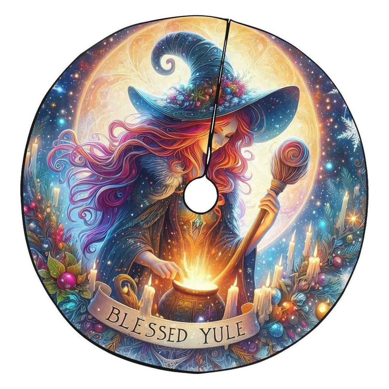 Mystic Witch Christmas Tree Skirt for Yule Decor-MoonChildWorld