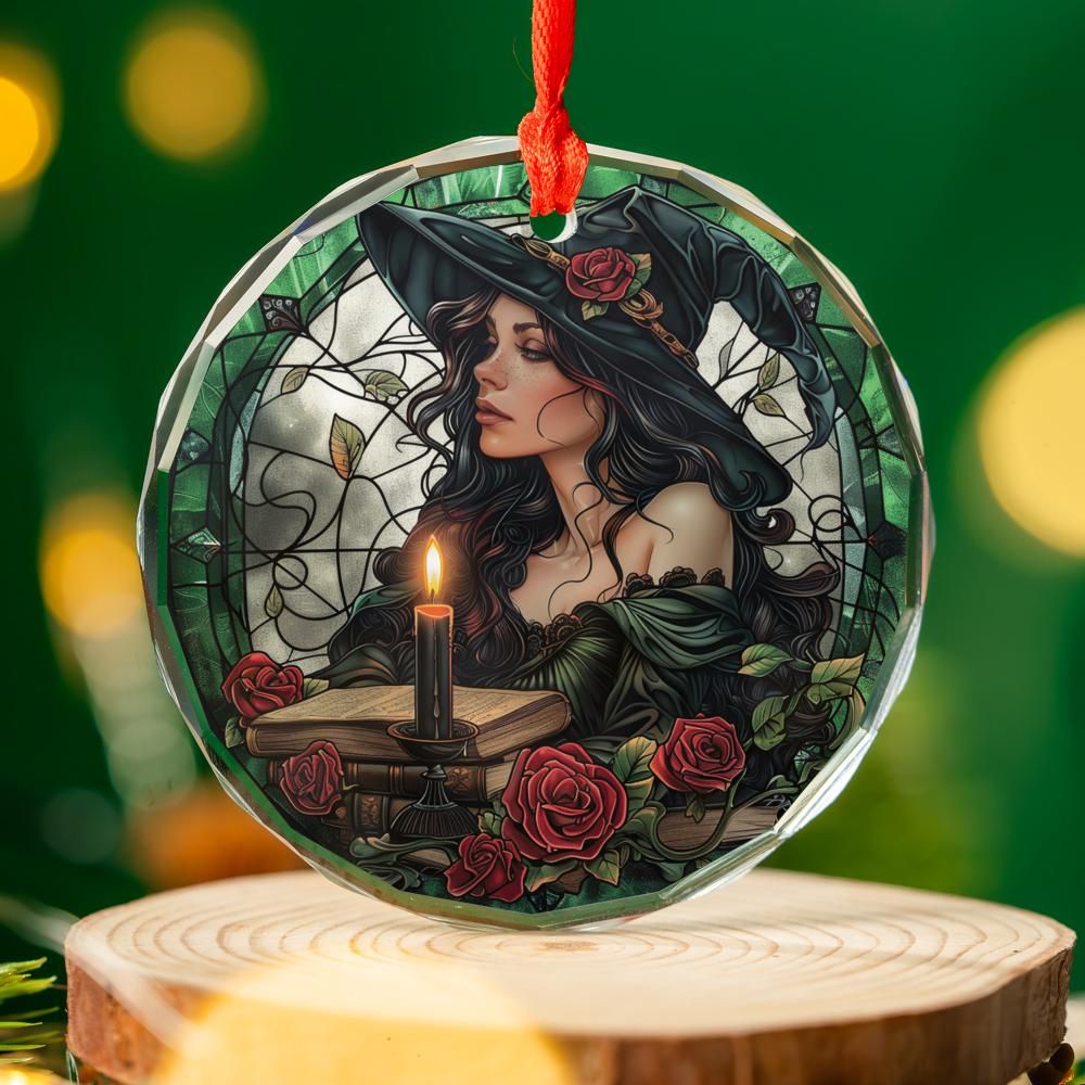 Mystic Witch Glass Ornament Witchy Christmas Tree Ornament-MoonChildWorld