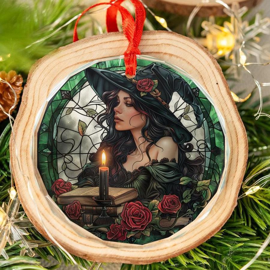 Mystic Witch Glass Ornament Witchy Christmas Tree Ornament-MoonChildWorld