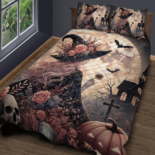 Mystic Witch Gothic Quilt Bedding Set for Halloween-MoonChildWorld