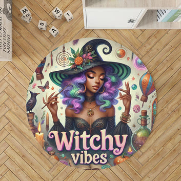 Mystic Witch Round Rug Witchy Vibes Carpet for Wicca Home Decor-MoonChildWorld