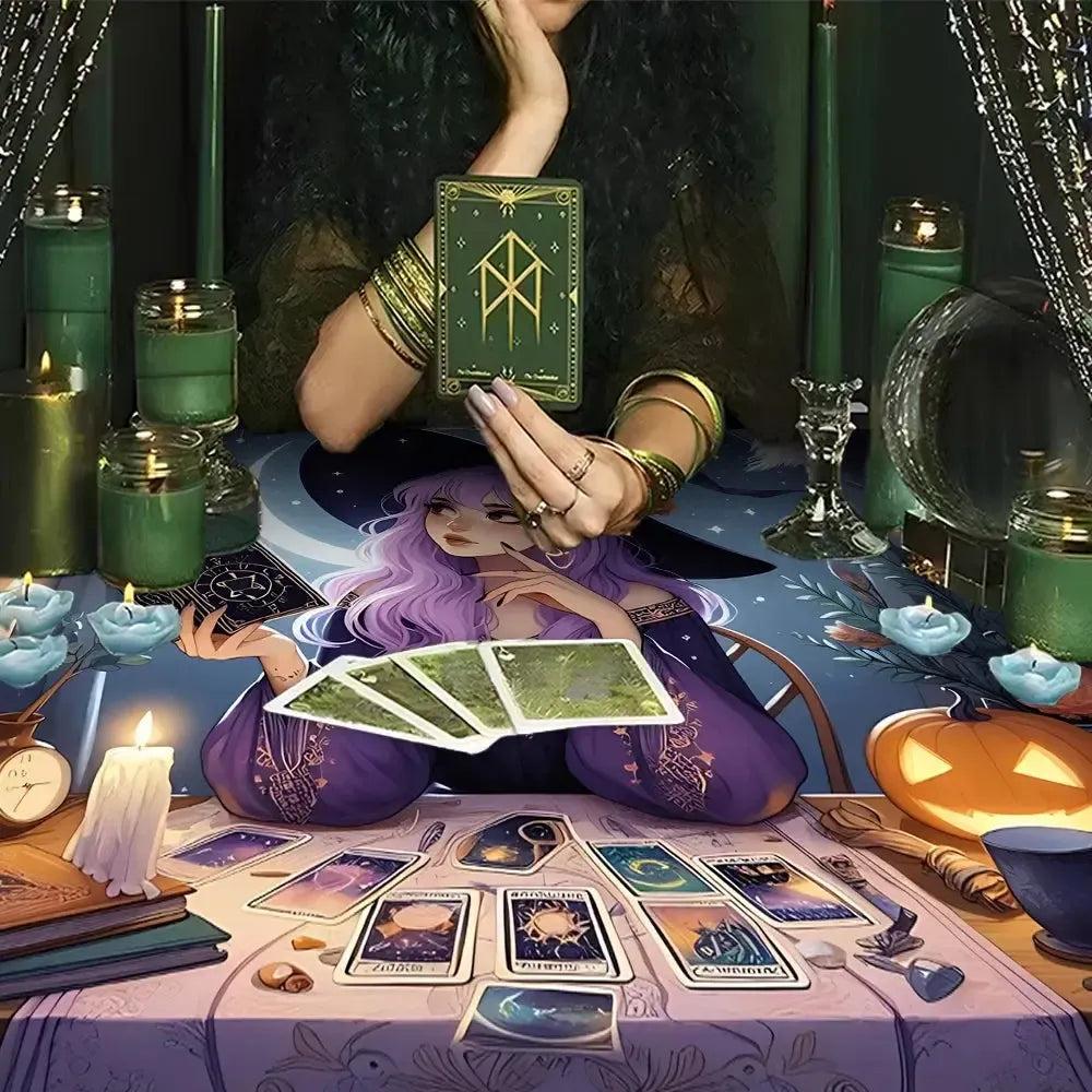 Mystic Witch Tarot Table Cloth Wicca Altar Cloth for Reading Divination-MoonChildWorld