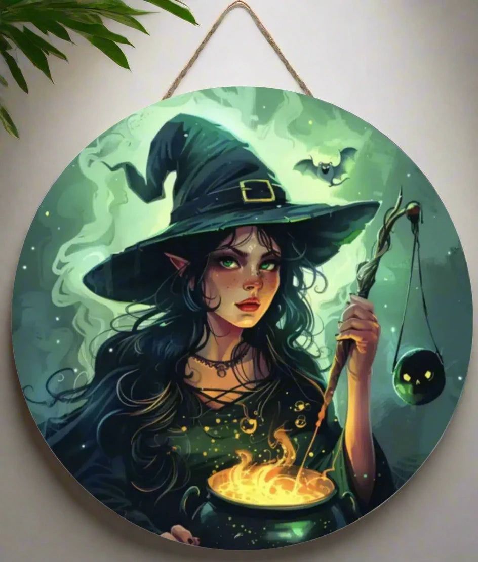 Mystic Witch Wooden Sign Halloween Hanging Sign Gothic Wood Sign-MoonChildWorld