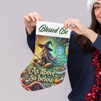 Mystic Witch Yule Wicca Pagan Christmas Stocking for Yule Decorations-MoonChildWorld