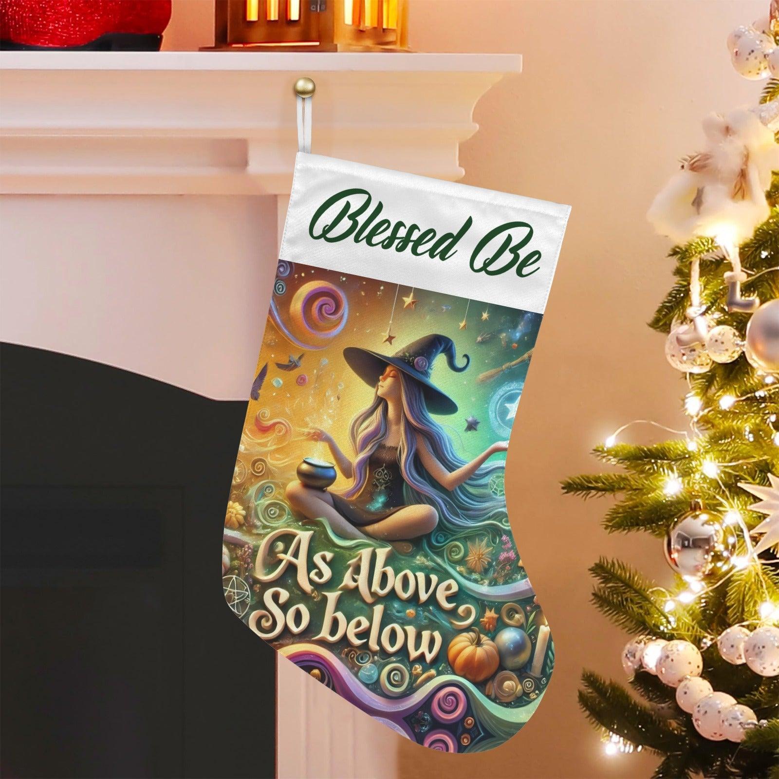 Mystic Witch Yule Wicca Pagan Christmas Stocking for Yule Decorations-MoonChildWorld