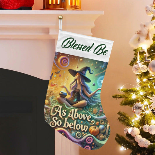 Mystic Witch Yule Wicca Pagan Christmas Stocking for Yule Decorations-MoonChildWorld