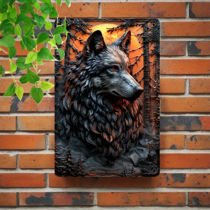 Mystic Wolf Metal Tin Sign Spirit Wolf Wall Decor-MoonChildWorld