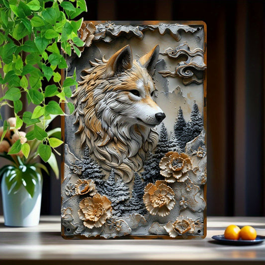 Mystic Wolf Metal Tin Sign Vintage Wolf Wall Decor Spirit Animal Home Decor-MoonChildWorld