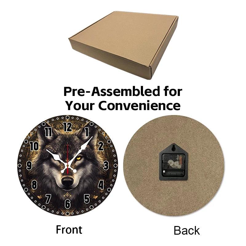 Mystic Wolf Wooden Wall Clock-MoonChildWorld