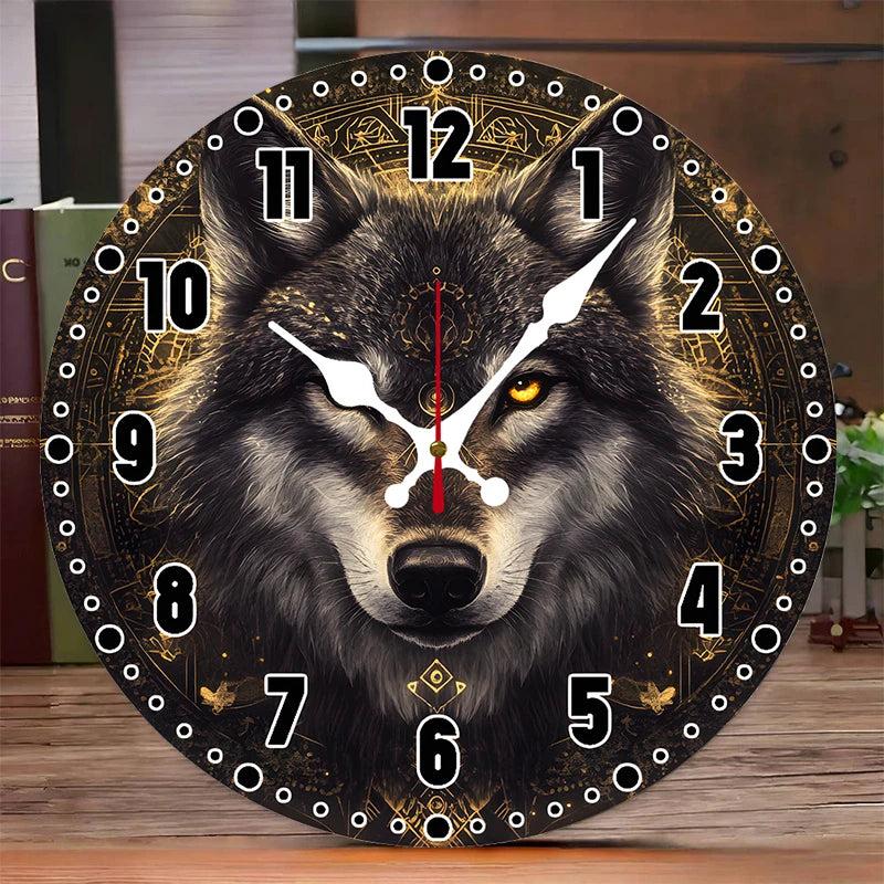 Mystic Wolf Wooden Wall Clock-MoonChildWorld