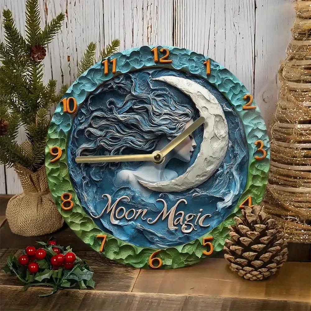 Mystic moon goddess wall clock for wicca home decor-MoonChildWorld