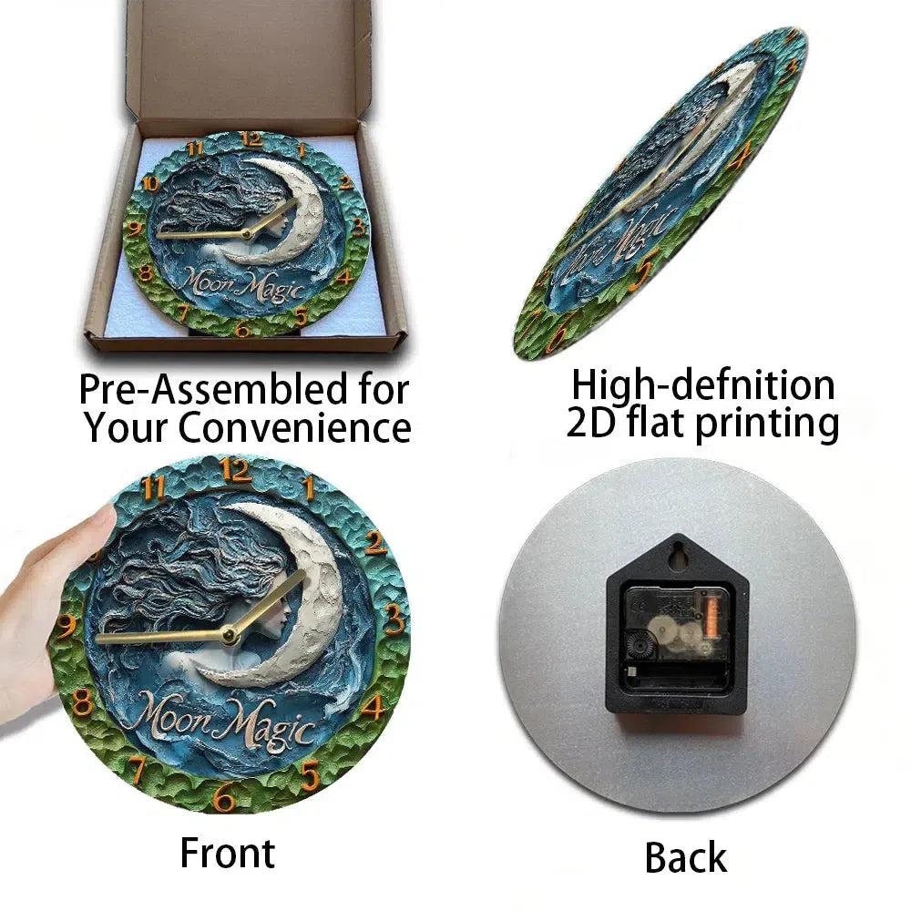 Mystic moon goddess wall clock for wicca home decor-MoonChildWorld