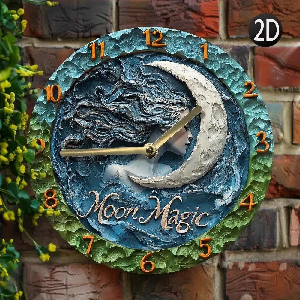 Mystic moon goddess wall clock for wicca home decor-MoonChildWorld