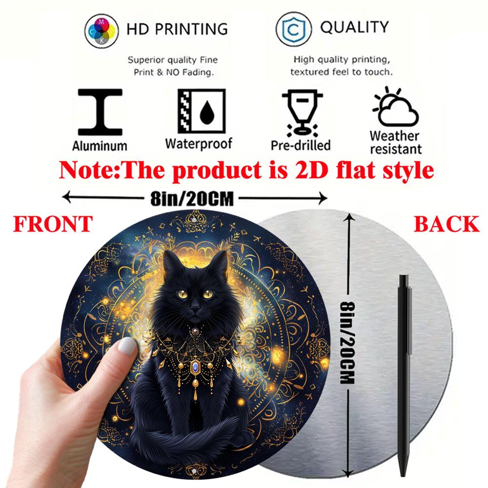 Mystical Black Cat Metal Sign Magic Cat Wall Sign-MoonChildWorld