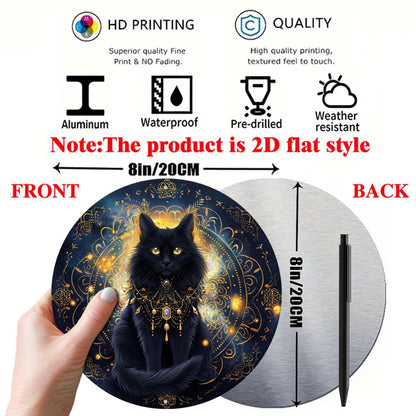 Mystical Black Cat Metal Sign Magic Cat Wall Sign-MoonChildWorld