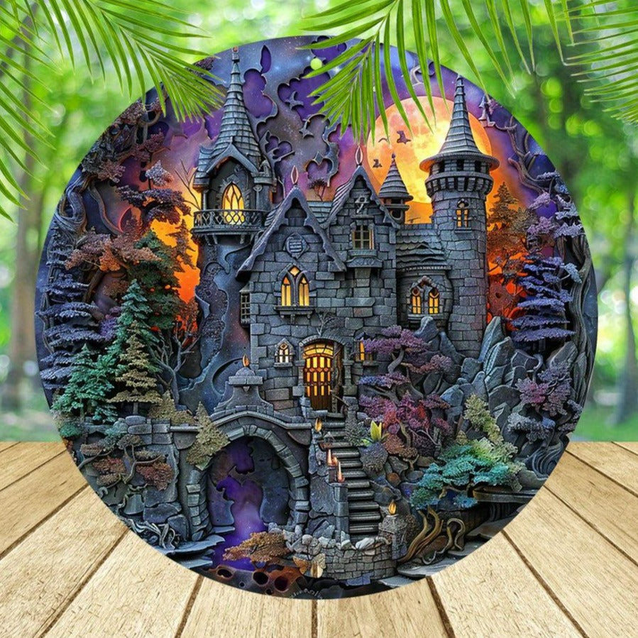 Mystical Castle Metal Sign Halloween Decor-MoonChildWorld