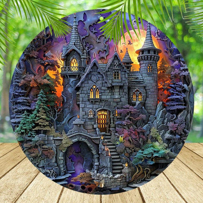 Mystical Castle Metal Sign Halloween Decor-MoonChildWorld