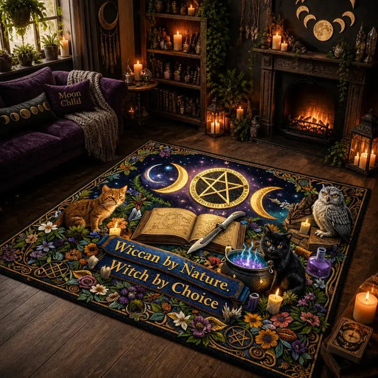 Mystical Cats Wiccan Area Rug – Pagan Witchy Carpet for Sacred Home Decor_mockup_1.webp