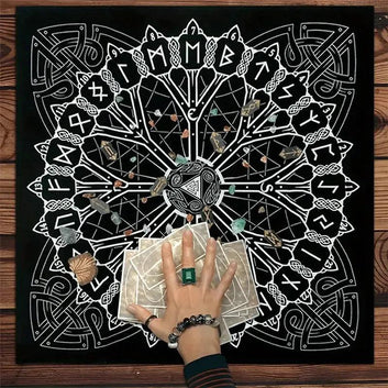 Mystical Celtic Rune Witchcraft Altar Cloth Viking Tarot Tablecloth for Divination-MoonChildWorld