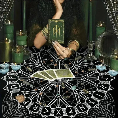Mystical Celtic Rune Witchcraft Altar Cloth Viking Tarot Tablecloth for Divination-MoonChildWorld