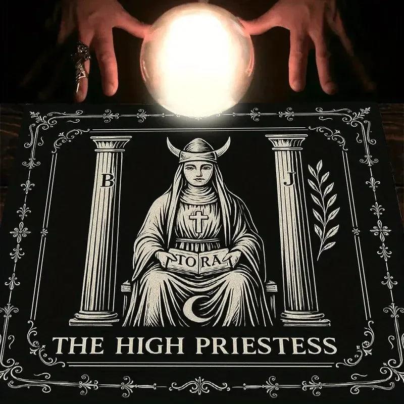 Mystical High Priestess Wicca Altar Cloth - Witchcraft Tarot Tablecloth for Reading Divination Pagan Home Decor-MoonChildWorld