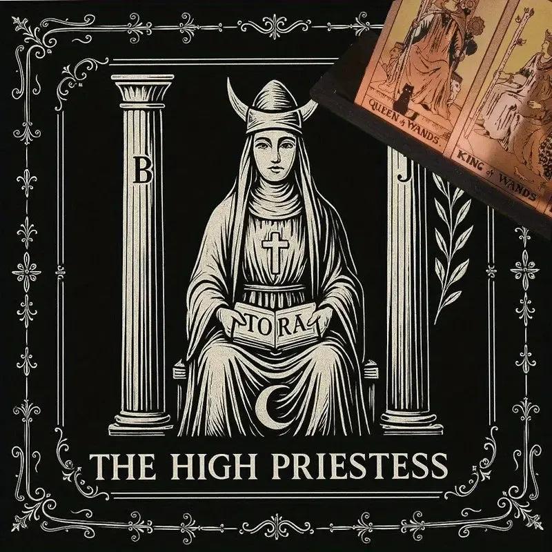 Mystical High Priestess Wicca Altar Cloth - Witchcraft Tarot Tablecloth for Reading Divination Pagan Home Decor-MoonChildWorld
