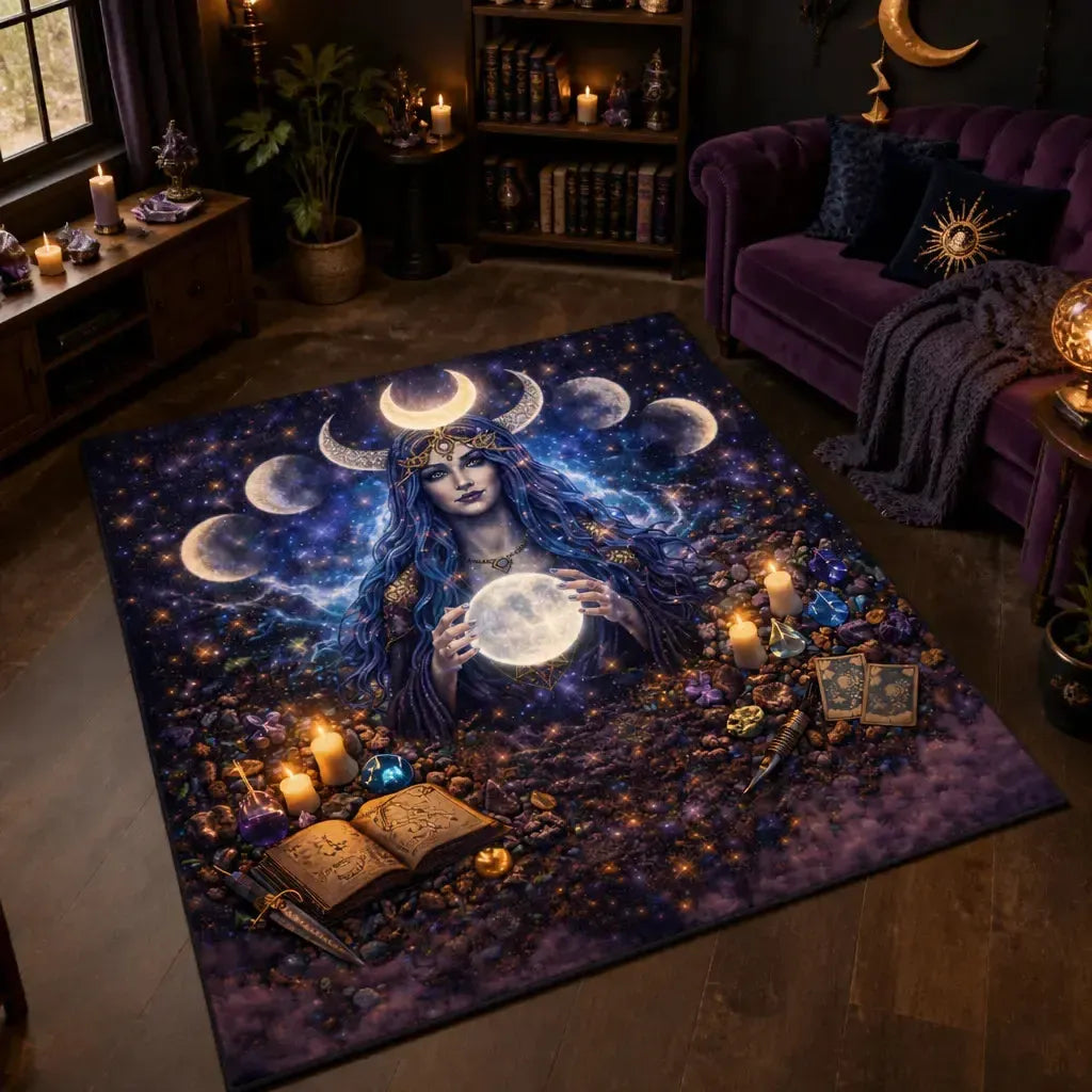 Mystical Moon Goddess Area Rug – Wiccan Spiritual Carpet for Pagan Altar_mockup_1.webp