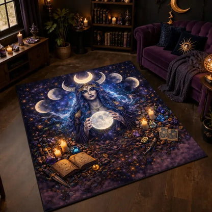 Mystical Moon Goddess Area Rug – Wiccan Spiritual Carpet for Pagan Altar_mockup_1.webp