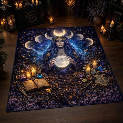 Mystical Moon Goddess Area Rug – Wiccan Spiritual Carpet for Pagan Altar_mockup_2.webp