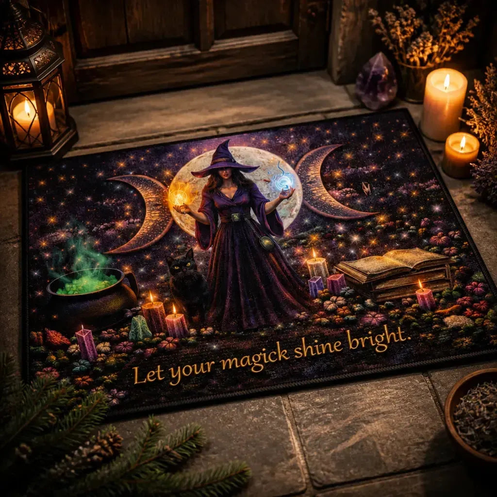 Mystical Moon Witch Doormat – Wicca Pagan Welcome Mat for Home Decor_mockup_2.webp