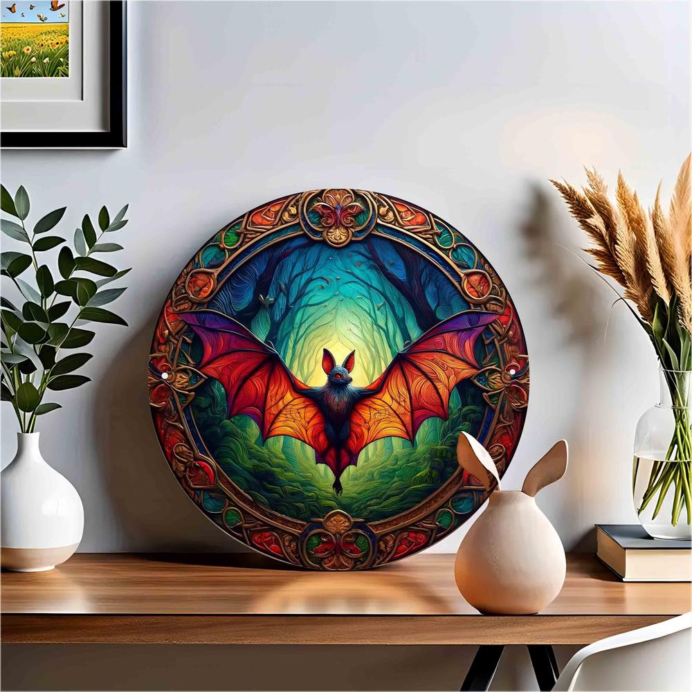 Mystical Nocturnal Bat Metal Sign Halloween Gothic Wall Sign-MoonChildWorld