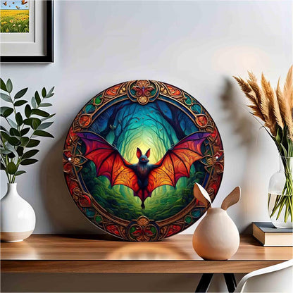 Mystical Nocturnal Bat Metal Sign Halloween Gothic Wall Sign-MoonChildWorld