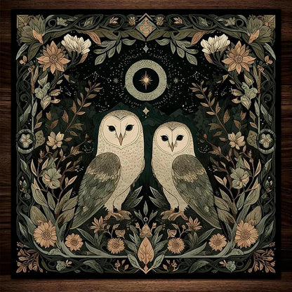 Mystical Owl Witchy Altar Cloth - Witchcraft Tarot Tablecloth for Reading Divination Pagan Home Decor-MoonChildWorld