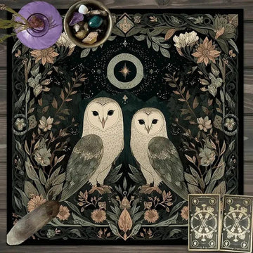 Mystical Owl Witchy Altar Cloth - Witchcraft Tarot Tablecloth for Reading Divination Pagan Home Decor-MoonChildWorld