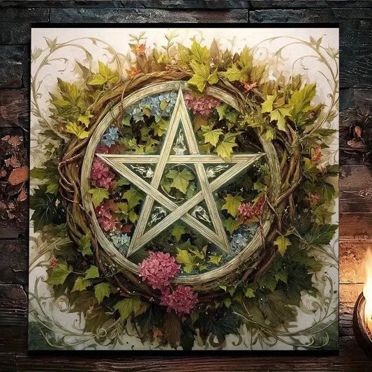 Mystical Pentagram Tarot Tablecloth Pagan Tarot Tablecloth – Wicca Altar Cloth for Divination, Meditation & Home Decor-MoonChildWorld