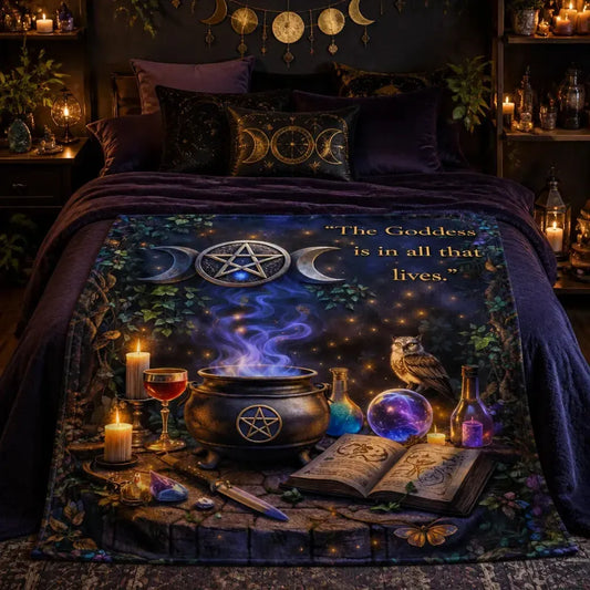 Mystical Pentagram Triple Moon Blanket Witchy Halloween Blanket for Wiccan_mockup_1.webp