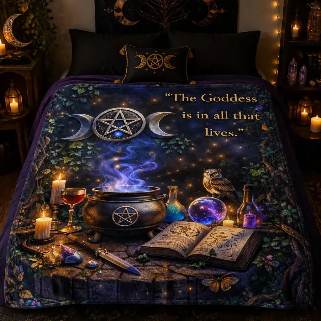 Mystical Pentagram Triple Moon Blanket Witchy Halloween Blanket for Wiccan_mockup_2.webp