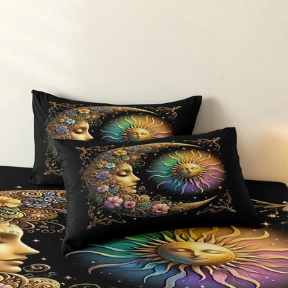 Mystical Sun Moon Goddess Duvet Cover Set Celestial Bedding Set Pagan Home Decor-MoonChildWorld