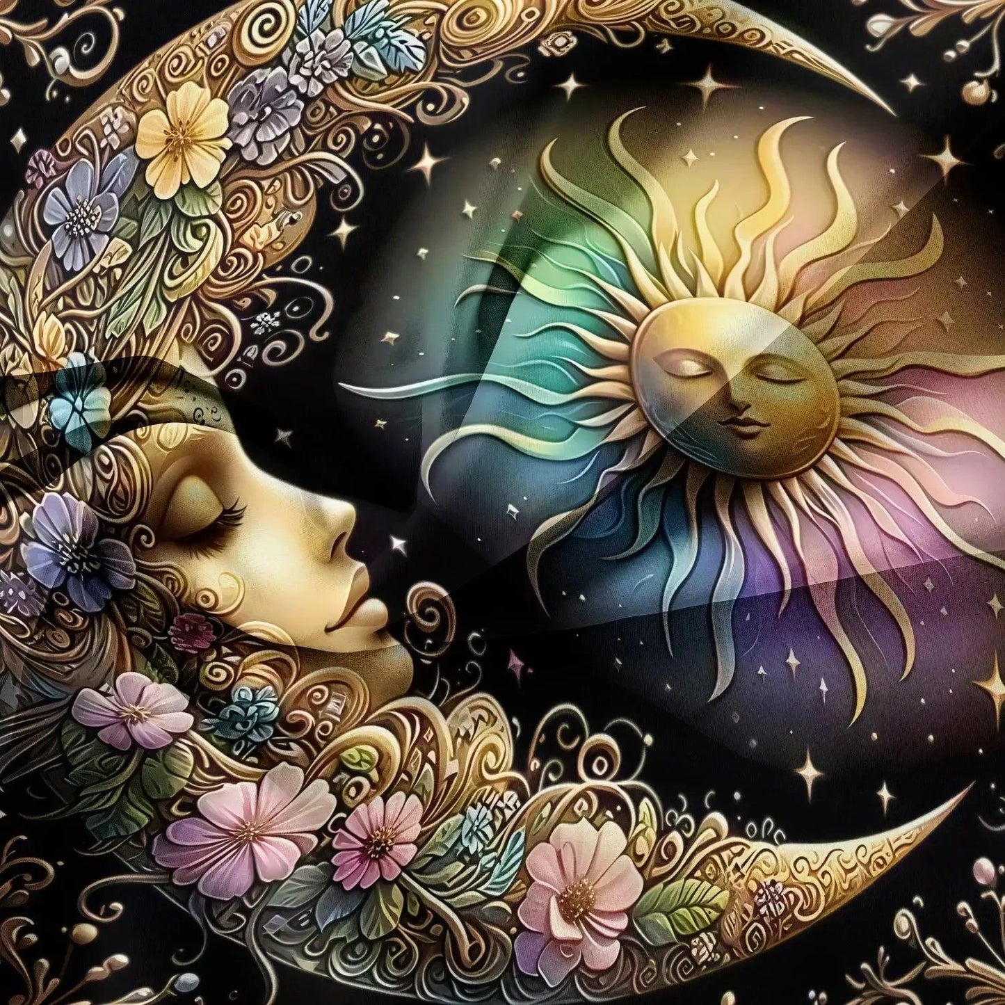 Mystical Sun Moon Goddess Duvet Cover Set Celestial Bedding Set Pagan Home Decor-MoonChildWorld