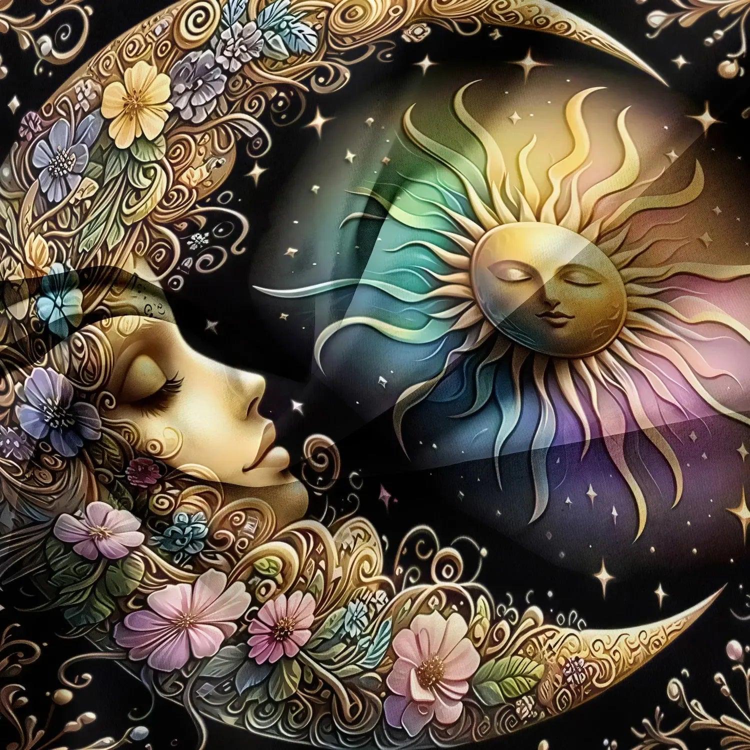 Mystical Sun Moon Goddess Duvet Cover Set Celestial Bedding Set Pagan Home Decor-MoonChildWorld