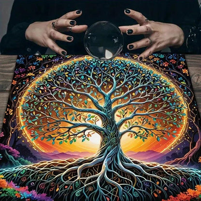 Mystical Sun Moon Mandala Altar Cloth Bohemian Tree of Life Tarot Tablecloth for Wiccan Pagan-MoonChildWorld