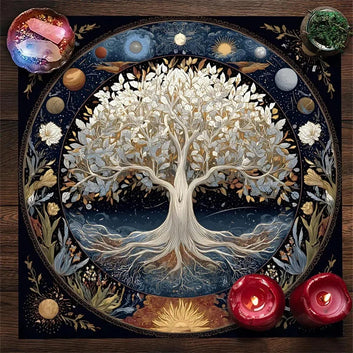 Mystical Tree of Life Pagan Altar Cloth - Witchcraft Tarot Tablecloth for Reading Divination Wicca Home Decor-MoonChildWorld