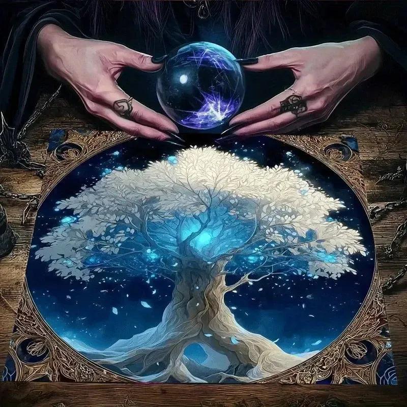 Mystical Tree of Life Pagan Altar Cloth - Witchcraft Tarot Tablecloth for Reading Divination Wicca Home Decor-MoonChildWorld