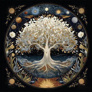 Mystical Tree of Life Pagan Altar Cloth - Witchcraft Tarot Tablecloth for Reading Divination Wicca Home Decor-MoonChildWorld