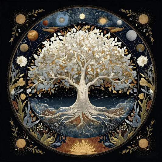 Mystical Tree of Life Pagan Altar Cloth - Witchcraft Tarot Tablecloth for Reading Divination Wicca Home Decor-MoonChildWorld