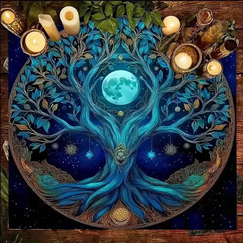 Mystical Tree of Life Tarot Tablecloth – Pagan Altar Cloth for Divination, Meditation & Home Decor-MoonChildWorld