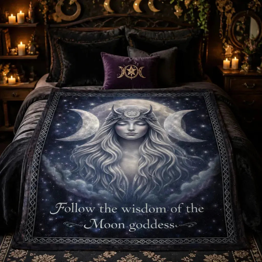 Mystical Triple Moon Goddess Blanket for Wiccan and Pagan Home Decor_mockup_1.webp